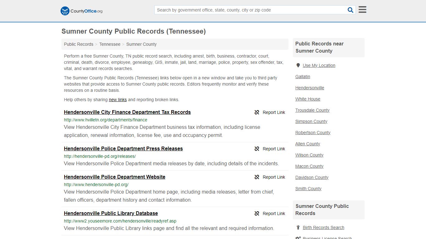 Sumner County Public Records (Tennessee) - County Office